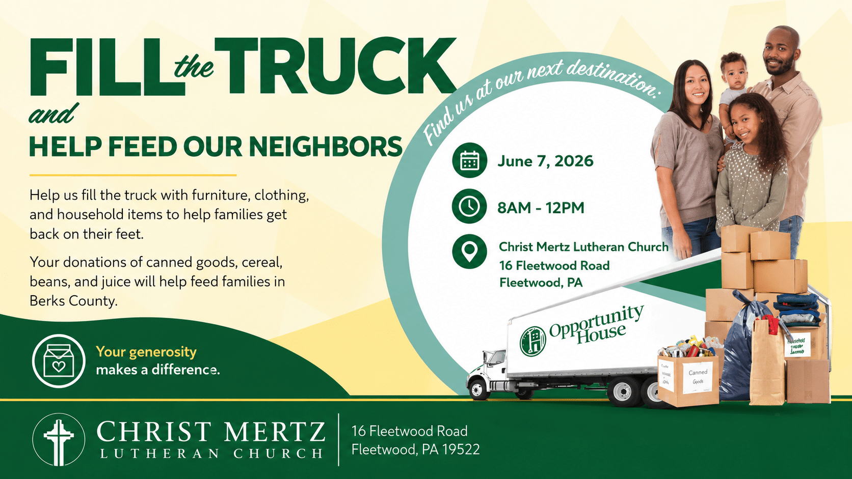 Fill the Truck for The Opportunity House at Christ Mertz Lutheran Church