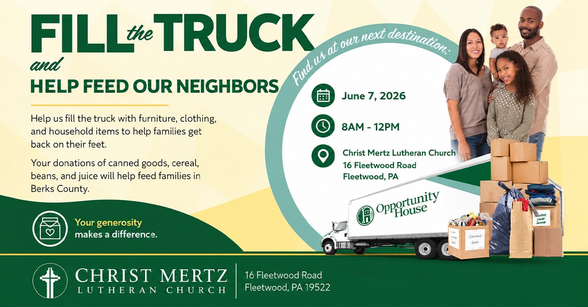 Fill the Truck for The Opportunity House at Christ Mertz Lutheran Church